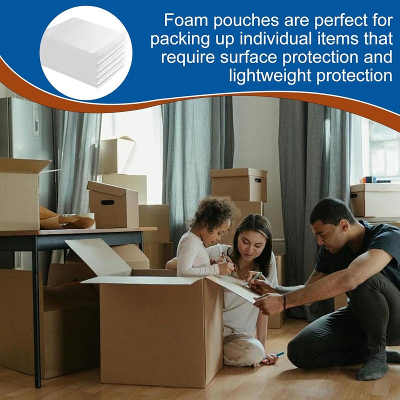 V-chen 100 Pack Foam Pouches, Cushion Foam Wrap Pouches for Moving and Storing, 10"x12" Foam Wrap Pouches Protect Fragile Items, Protect Mug, Glasses, China, and Dishes, Packing supplies - Image 5